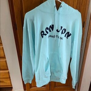 Ron Jon Mint Aqua Pullover Hoodie with Navy Logo